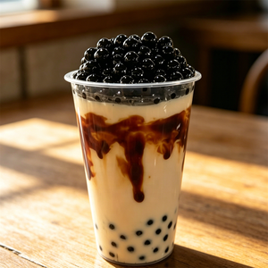แก้วพลาสติก GREASOURCE รุ่นรักษ์โลก ขนาด 500 มล. ลายคาราเมล สำหรับชานมไข่มุก ขนาด 90 มม. ลายเครป พร้อมไข่มุกสีดำ สำหรับร้านกาแฟและของหวาน - Product Image 4
