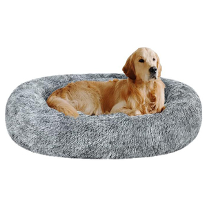 Venta al por mayor de lujo redondo de felpa camas para mascotas pequeñas a extra grandes cama calmante para perros - Product Image 1