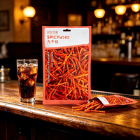 Sachet d'emballage stand-up imprimé multicolore en gros pour Latiao, violet, vert, rouge, en plastique de qualité alimentaire pour snacks épicés