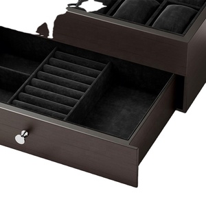 Nouvelle boîte à montres en bois multifonctionnelle à 10 emplacements, présentoir à bijoux à 2 niveaux avec tiroir pour montres, bagues, bracelets et bijoux - Product Image 1