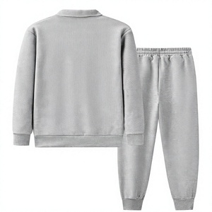 Conjunto Deportivo Casual para Hombre, Sudadera con Cuello Alto y Cierre de Cremallera, Pantalones Jogger, Tejido Transpirable, Color Sólido, Poliéster/Algodón - Product Image 3