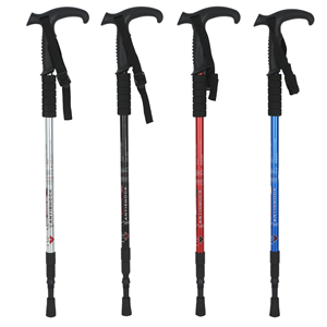 Bâtons de Trekking Alpenstock personnalisés en usine 6061 en alliage d'aluminium bâtons de randonnée de <span class=keywords><strong>marche</strong></span> <span class=keywords><strong>nordique</strong></span> caoutchouc de canne d'escalade réglable - Product Image 2