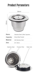 Capsule de café en acier inoxydable à capsule réutilisable rechargeable de haute qualité - Product Image 2
