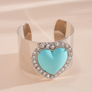 Colorful Square Heavy Industry Alloy Diamond Open-Ended Exaggerated Bracelet <b>Light</b> Luxury High-End Trendy Style Unisex Jewelry - Product Image 3