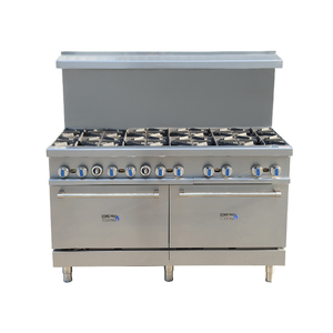 Đứng miễn phí thép không gỉ thương mại gas phạm vi nhà hàng 10 đầu đốt bếp gas với đôi lò - Product Image 4