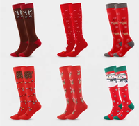 Chaussettes de compression tricotées pour jeunes, unisexes, hauteur genou, à compression graduée, pour les fêtes, cadeau de Noël