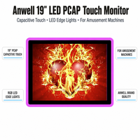 Monitor Sentuh PCAP LED 19 Inci untuk Mesin Hiburan dengan Lampu Tepi LED, Layar Kios Industri Multi Sentuh Kapasitif