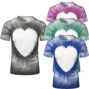 Hot Koop Amerika Korte Mouw Digital Printing T-shirts Ronde Hals Polyester Tie Dye Blank Shirt Sublimatie Afdrukken Top Tees
