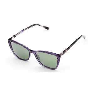 New Design Transparent Purple Acetate Carving Sunglasses with TAC Lenses