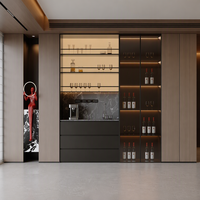 Armoire modulaire moderne en bois écologique avec placage HPL MDF et étagère ouverte à LED