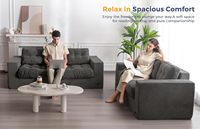 MAXYOYO Sofá Seccional Modular de 3 Plazas, Diseño Moderno, Tapizado en Tela Tufted sin Brazos, Respaldo Suelto de Esponja, Color Oscuro