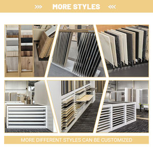 Moderno Mueble de Gran Capacidad con Puertas Corredizas de Granito, Exhibidor de Piso de Madera Dura de Alta Calidad Personalizado - Product Image 5