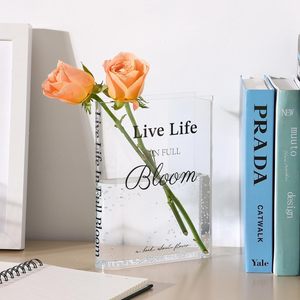 Vaso Trasparente a Forma di Libro in Acrilico Liscio, Fatto a Mano, Ecologico, Moderno, Bestseller per il Nuovo Anno - Product Image 1