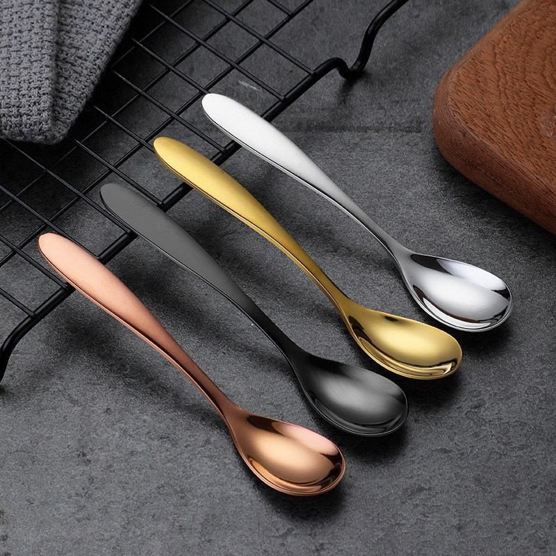 Custom LOGO Stainless Steel 304 Small Spoon Gold Black Copper Silver Stirring Tea Coffee Dessert Seasoning Spoons Set · image 2
