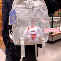 Porte-clés Lapin en Peluche Courte Faite à la Main, en Coton PP, Mignon, Jouet à Câliner BJD, Accessoires de Pendentif DIY