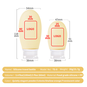 Vente en gros de kits de voyage portables et rechargeables sans BPA de qualité alimentaire, 60 ml, 100 ml, flacons souples en silicone pour shampooing et cosmétiques - Product Image 6
