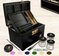 Kit de boîte de rangement en bambou de qualité supérieure avec serrure à combinaison |   Boîte de rangement décorative avec 3 bocaux en verre pour l'organisation à la maison et en voyage