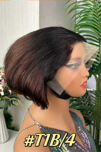 Perruque <span class=keywords><strong>courte</strong></span> bob droite en <span class=keywords><strong>cheveux</strong></span> humains, densité 180%, avec frontale HD transparente 13x4, pour un port sans colle, pour femmes - Product Image 3