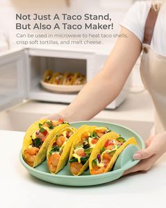 Creative Modern BPA Free Silicone Taco Holder Stand 4 Lattice Dividers Reusable Microwavable Stackable Taco Shell <b>Rack</b> Serving - Product Image 5