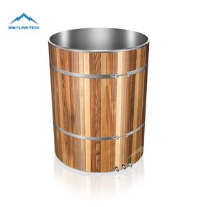 אמבט קרח יוקרתי מעץ ארז אדום ופלדת אל-חלד עם צ'ילר WiFi 1 כוחות סוס - חבית טבילה קרה מפוארת לספא ביתי - Product Image 4