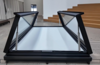 Fenêtre de toit escamotable électrique automatique moderne en alliage d'aluminium étanche à double vitrage pour escalier extérieur en fibre de verre