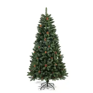 7FT Green Buckingham Firm Tree With Acorns 210CM Pre-Decorated Holiday Artifical Christmas Tree