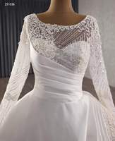 Feishiluo luxe princesse robe de bal moderne robe de mariée royale pleine maille à manches longues perlé strass à plusieurs niveaux dentelle perles
