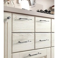 Ensemble de poignées de meuble en laiton chromé argenté poli pour armoire de cuisine, poignée de tiroir allongée moderne et minimaliste pour armoire