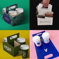 Support à gobelets en carton personnalisé pour café jetable avec poignée, pour boissons chaudes à emporter, emballage pour thé