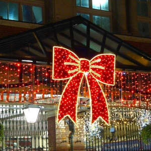 Christmas outdoor decoration <b>led</b> giant large <b>red</b> gold bow ribbon motif <b>light</b> for wall - Product Image 4