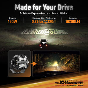 Faros Antiniebla LED Universales de la Marca MaXpeedingrods, Nuevos, de 3.5 Pulgadas, Carcasa de Aluminio, Haz de Luz Concentrado, Iluminación Lateral, IP68, 160W - Product Image 5