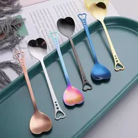 Cuillère à café en acier inoxydable, cuillère à thé en forme de cœur mignonne et adorable, cuillère à dessert, cuillère à glace, mini-cuillères, vaisselle, ustensiles de cuisine