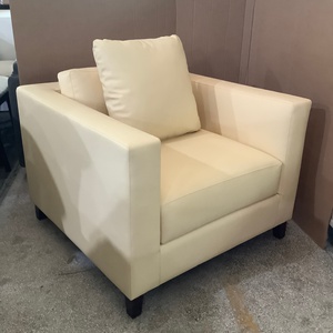 Fauteuil individuel moderne en similicuir beige avec accoudoirs carrés, vente en gros d'usine, personnalisable <span class=keywords><strong>pour</strong></span> halls d'hôtels et projets d'espaces communs - Product Image 3