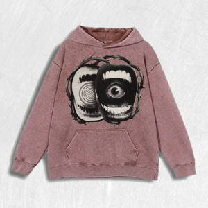 Felpa <span class=keywords><strong>con</strong></span> <span class=keywords><strong>Cappuccio</strong></span> Effetto Vintage <span class=keywords><strong>con</strong></span> Grafica Sorridente - Occhio, 100% Cotone, 6 Colori, Magazzino USA - Product Image 3