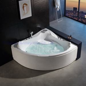 Baignoire <span class=keywords><strong>Balnéo</strong></span> d'Angle pour Couples, Baignoire en Acrylique avec Jets d'Air à Bulles pour Salle de Bain, Forme Cœur Ronde, Baignoire Hydromassante - Product Image 2