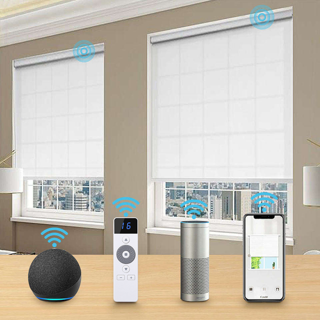 Motorized Roller Blinds for Windows Intelligent Remote Control Horizontal Electronic Roller Blinds Blackout Blinds
