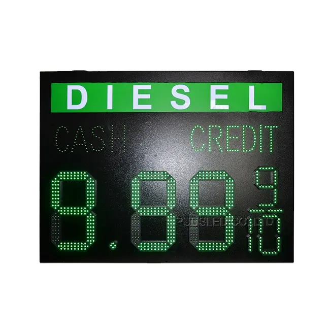 Açık su geçirmez yeşil renk dizel led gaz fiyat işaretleri büyük led gaz fiyatları ekran benzin istasyonu pilon işareti