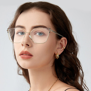 Thanh Thanh cô gái phụ nữ máy tính kích thước lớn Cateye hợp kim vàng tím Marcos de anteojos Thông số kỹ thuật 2024 2025 Bluelight Chặn kính mắt - Product Image 1