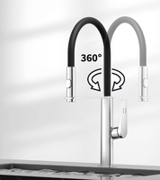 Robinet de cuisine à levier unique en or rose haut de gamme avec tuyau en silicone noir
