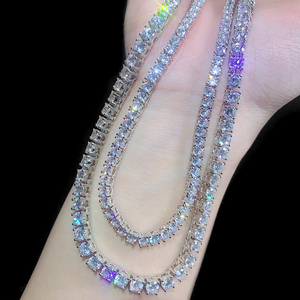 Cheapest Price Hip Hop Colorful Zircon Necklace Copper <b>Iced</b> <b>Out</b> 4mm ZC Tennis <b>Chain</b> Necklace - Product Image 1
