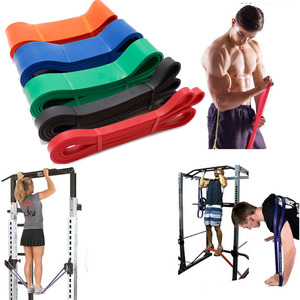 Set di Fasce Elastiche di Resistenza in Latex per Fitness, Yoga, Allenamento in Palestra, con Logo Personalizzato, Nere e Lunghe - Product Image 1