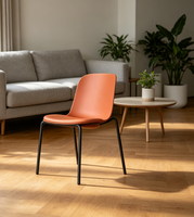 Chaise de bureau ergonomique moderne en plastique PP avec siège rembourré, hauteur réglable, pivotante et empilable pour usage professionnel