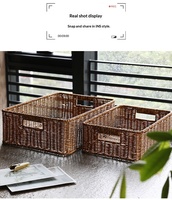 Panier de rangement multifonctionnel en papier écologique au design carré et rectangulaire minimaliste moderne avec poignée pour la maison et la cuisine