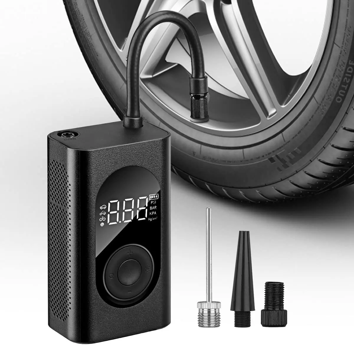 ポータブル緊急ツールミニエアコンプレッサー電気自動車バイクボールエアポンプ150 PSIデジタルタイヤインフレーター、圧力計付き