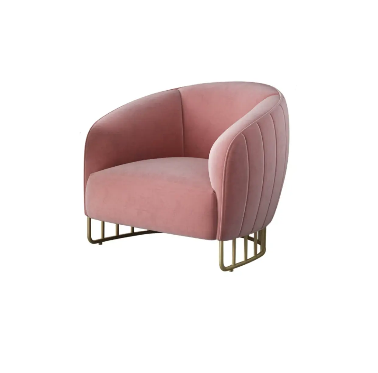 เก้าอี้รับประทานอาหารที่ทันสมัยเก้าอี้สำหรับห้องนั่งเล่นผ้าโลหะสีทองหุ้มโซฟาเดี่ยว