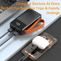 Power Bank PD+QC 22.5W Pengisian Cepat 20000mAh, Lampu LED, 4 Kabel Bawaan, 6 Port Output, Powerbank Portabel ASPOR A302