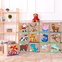 Nouveau style en lin avec couverture Boîte de rangement pour enfants Jouet pliable en tissu