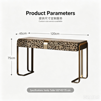 Table de toilette sur mesure de style italien haut de gamme, bureau de maquillage en marbre avec fausse fourrure imprimé léopard vache pour chambre principale
