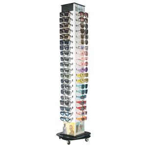 Présentoir rotatif pour lunettes de soleil avec roulettes, support à <span class=keywords><strong>4</strong></span> faces pour magasin et centre commercial, grande capacité 80 paires, tour optique mobile - Product Image 2