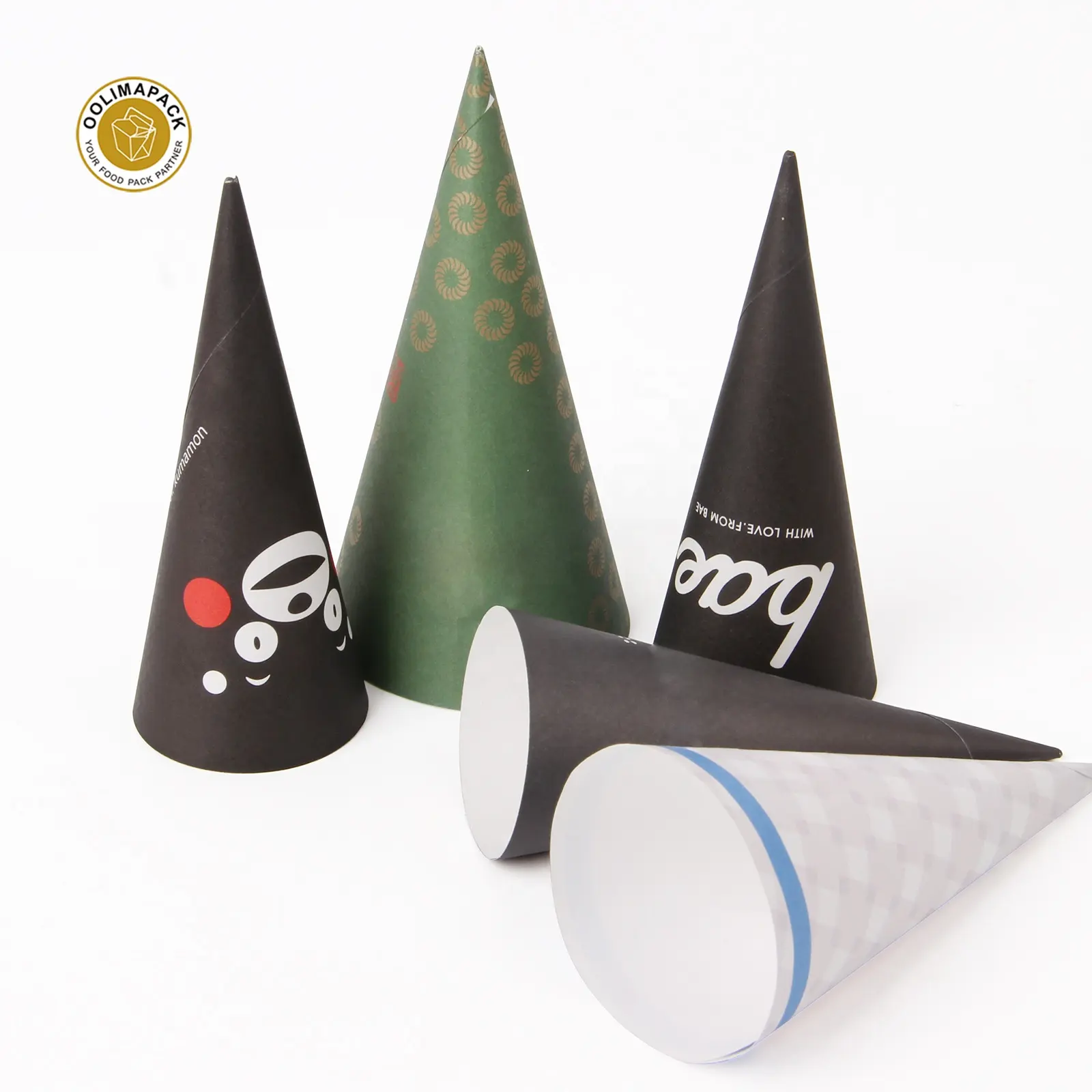 Rolo de papel conic para sorvetes, logotipo descartável, impresso, cone da creme de gelo para sorvete, embalagem de sobremesa, papel